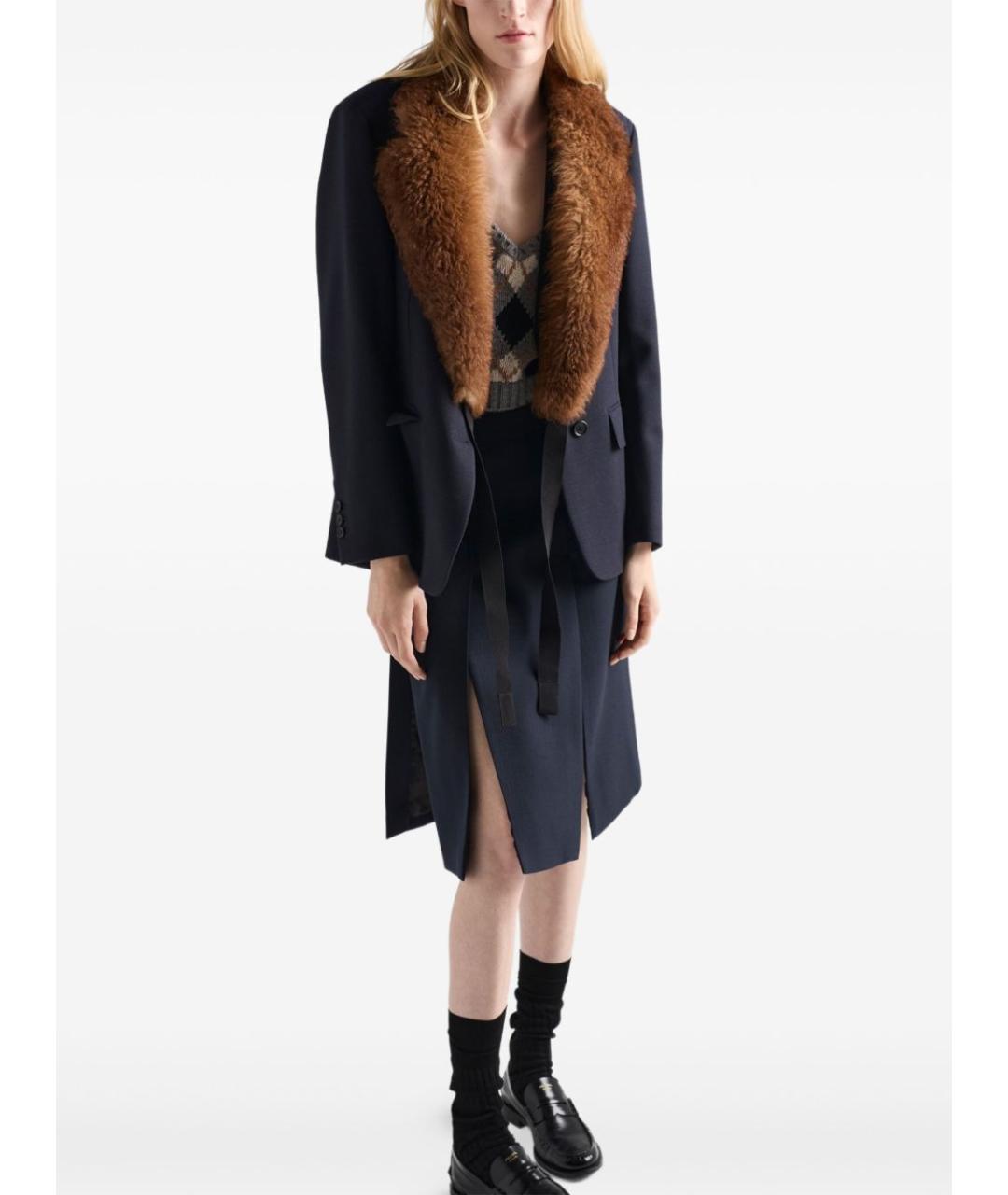 PRADA Темно-синий шерстяной жакет/пиджак, фото 5