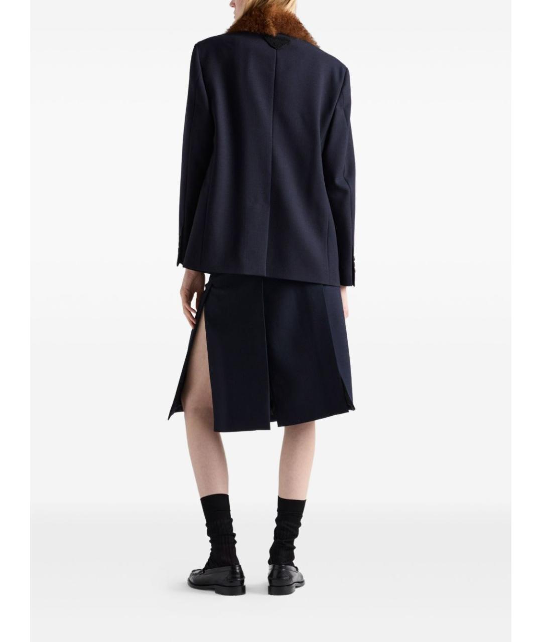 PRADA Темно-синий шерстяной жакет/пиджак, фото 4