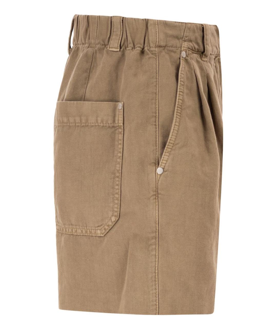 BRUNELLO CUCINELLI Коричневые хлопковые шорты, фото 3