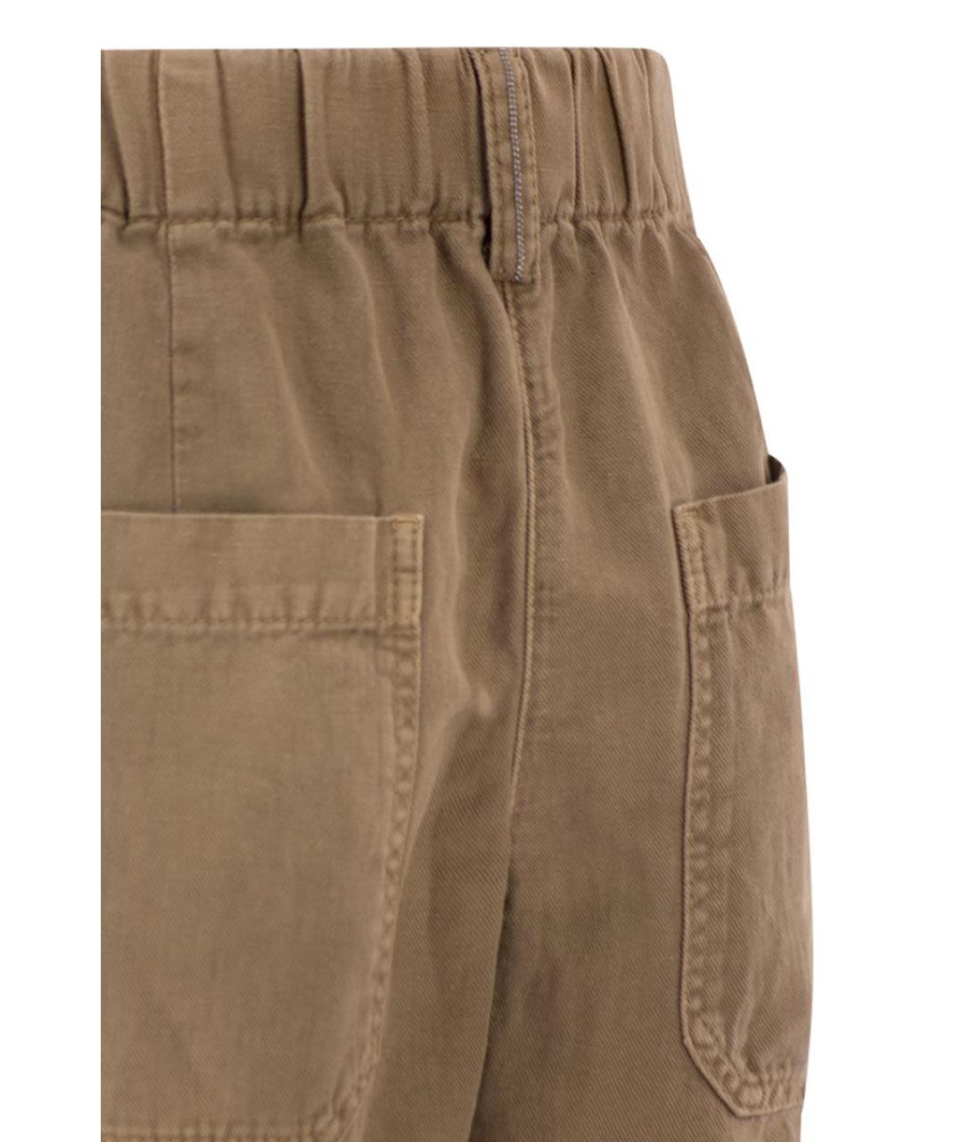 BRUNELLO CUCINELLI Коричневые хлопковые шорты, фото 4