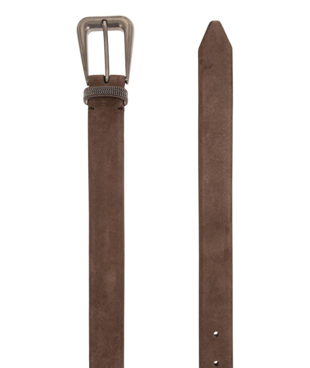 BRUNELLO CUCINELLI Коричневый замшевый ремень, фото 2