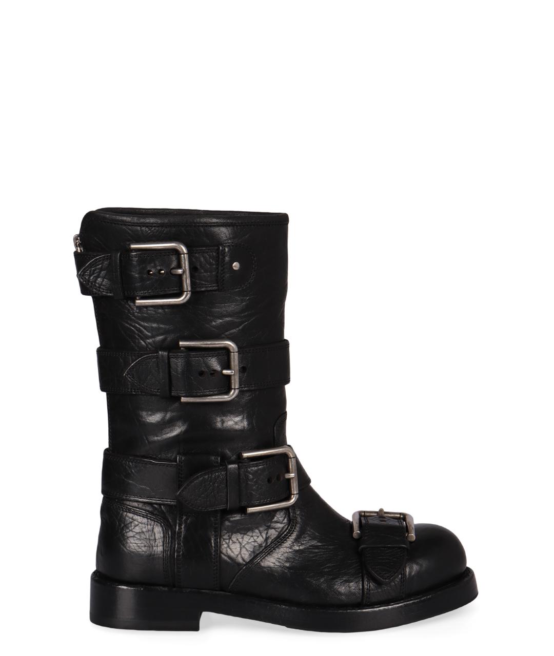 DOLCE&GABBANA Черные кожаные ботинки, фото 1