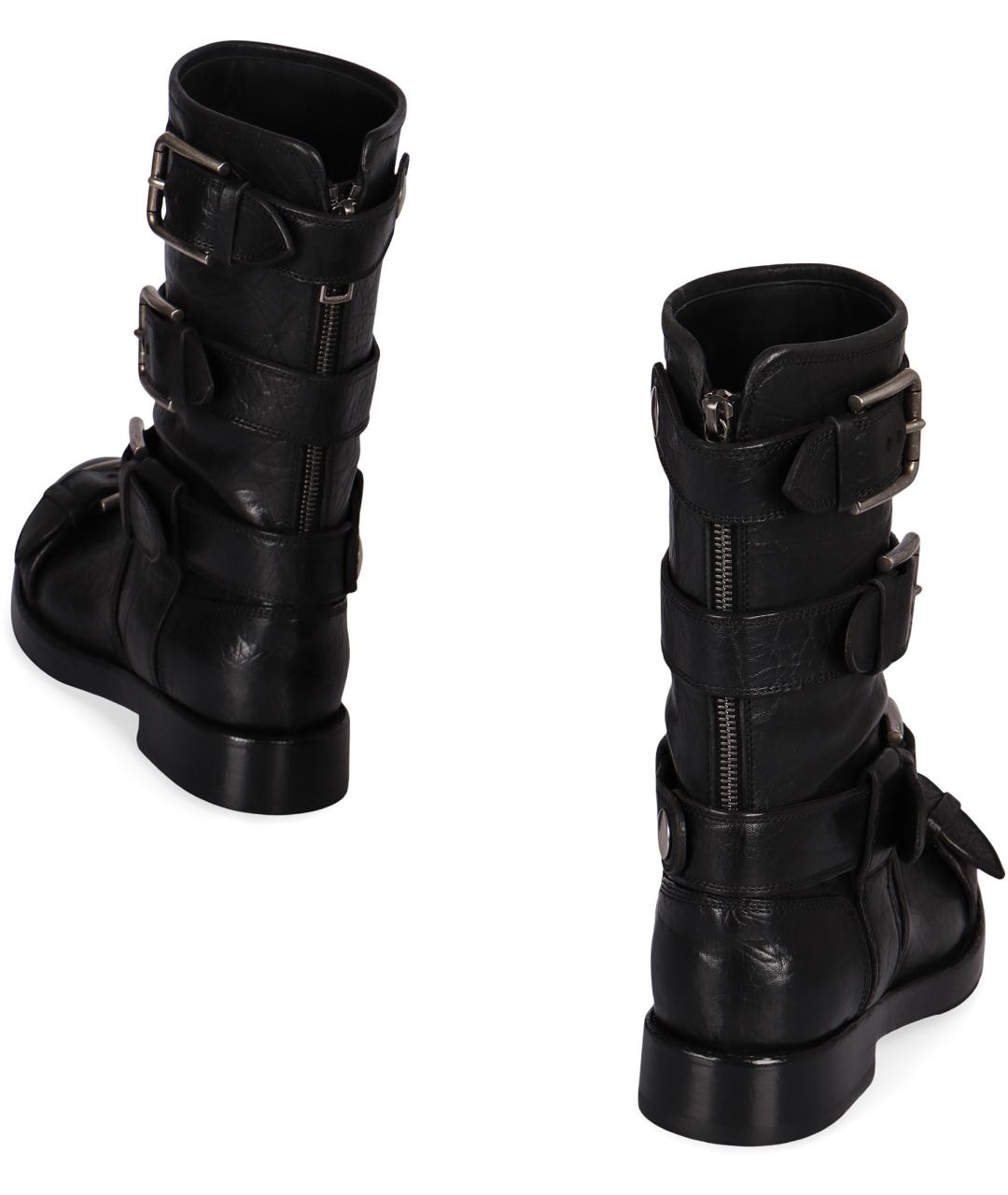 DOLCE&GABBANA Черные кожаные ботинки, фото 4