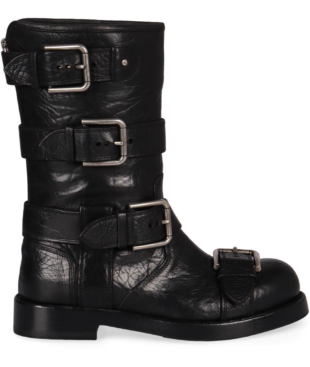 DOLCE&GABBANA Черные кожаные ботинки, фото 2