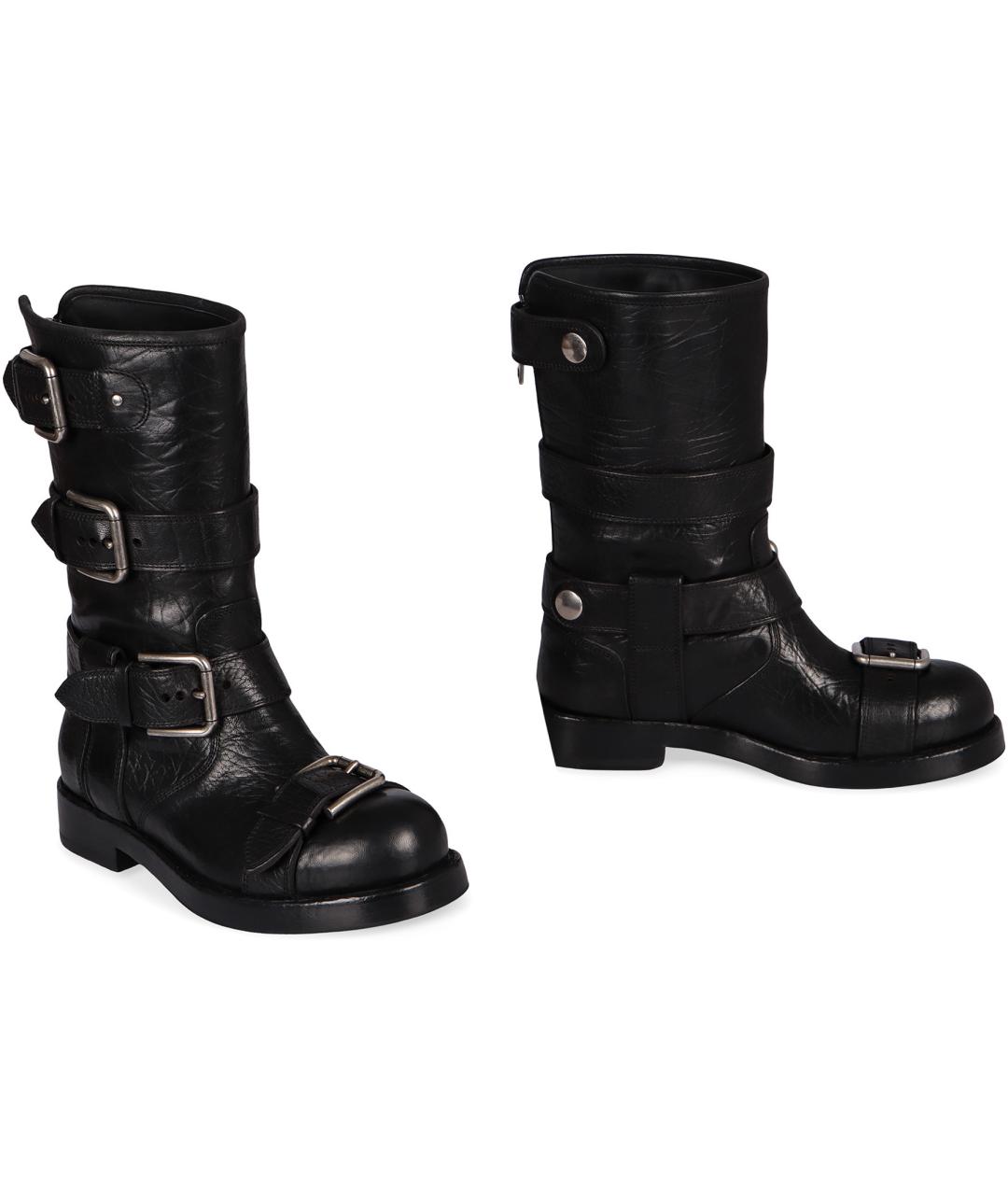 DOLCE&GABBANA Черные кожаные ботинки, фото 3