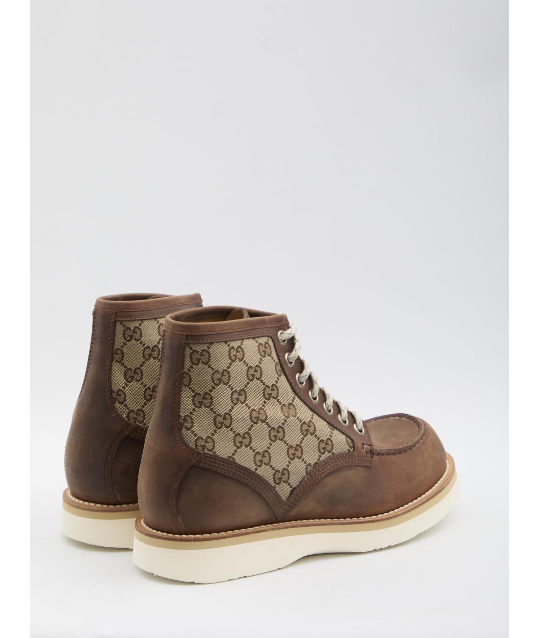 GUCCI Коричневые кожаные низкие ботинки, фото 4
