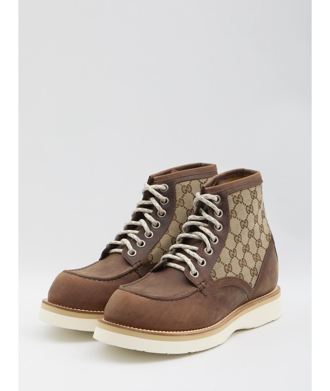 GUCCI Коричневые кожаные низкие ботинки, фото 2