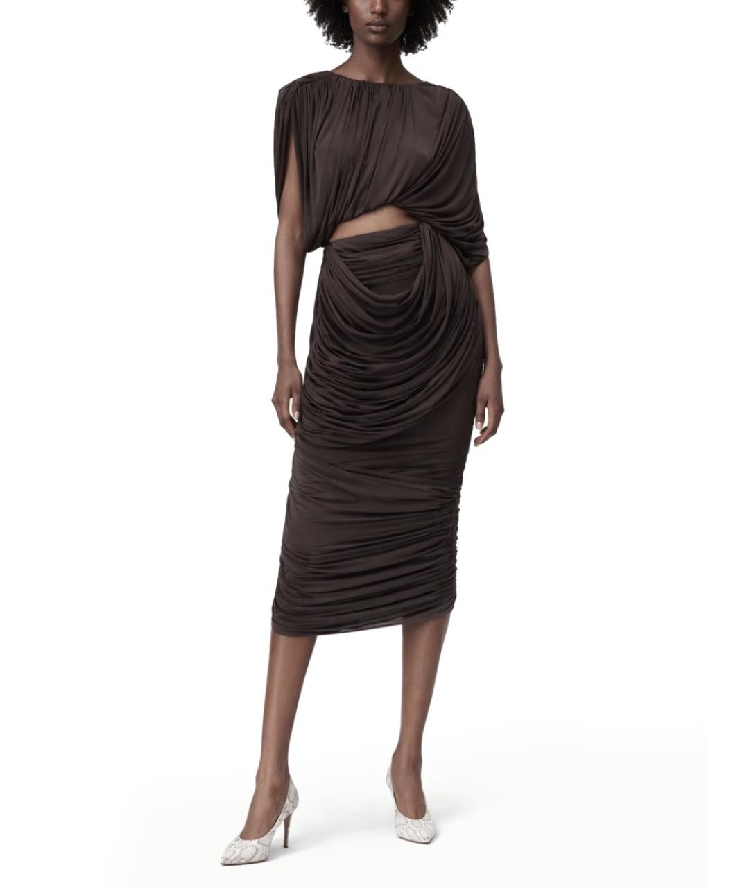 MAGDA BUTRYM Коричневая вискозная юбка миди, фото 3