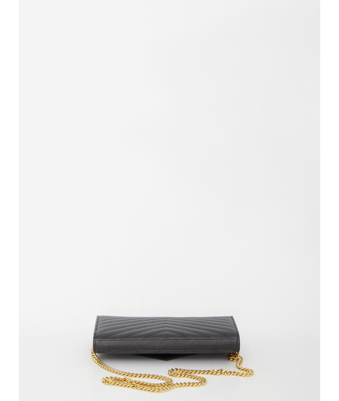 SAINT LAURENT Черная кожаная сумка через плечо, фото 3