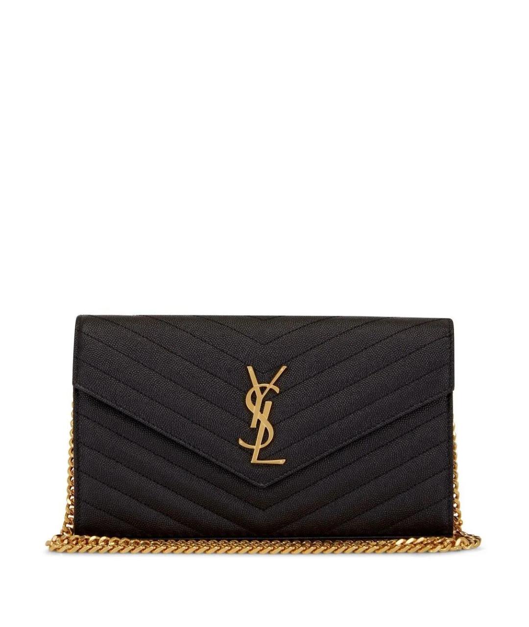 SAINT LAURENT Черная кожаная сумка через плечо, фото 1