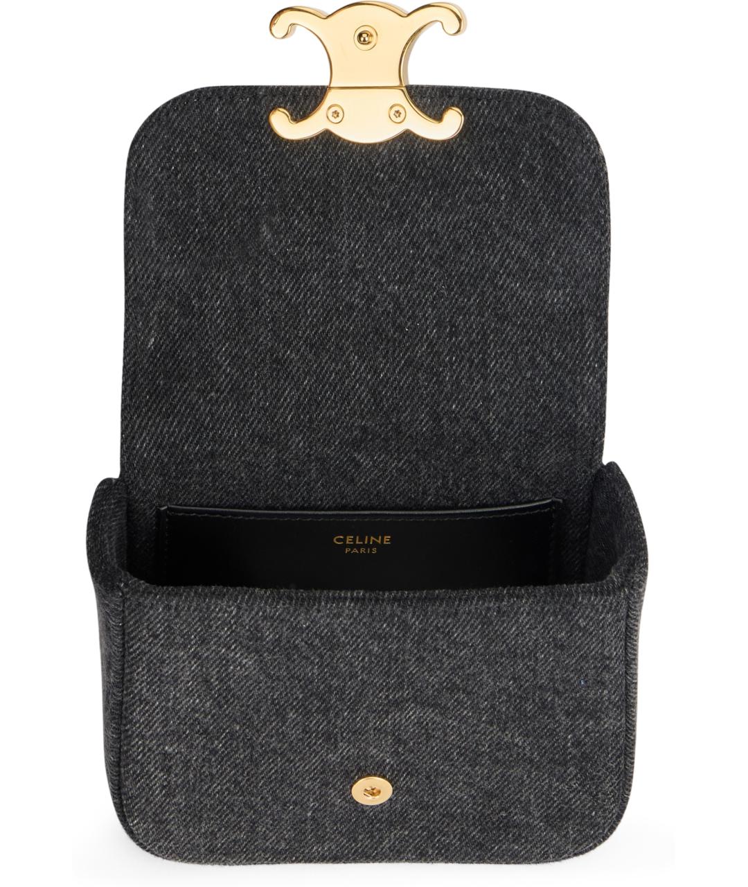 CELINE Серая хлопковая сумка через плечо, фото 4