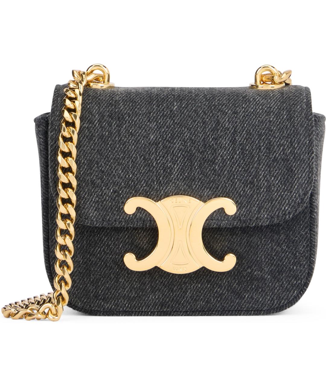 CELINE Серая хлопковая сумка через плечо, фото 1