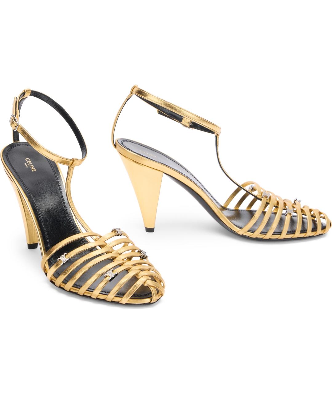 CELINE Золотые кожаные туфли, фото 2