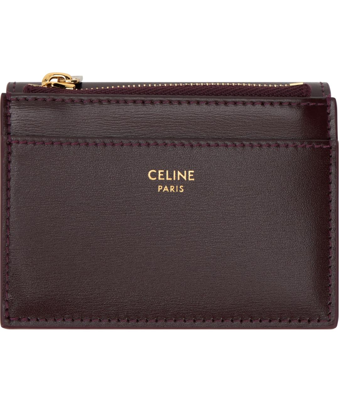 CELINE Бордовый кожаный кошелек, фото 2