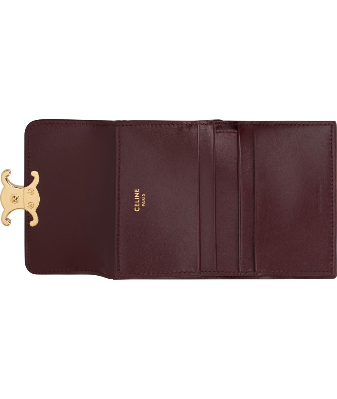 CELINE Бордовый кожаный кошелек, фото 3