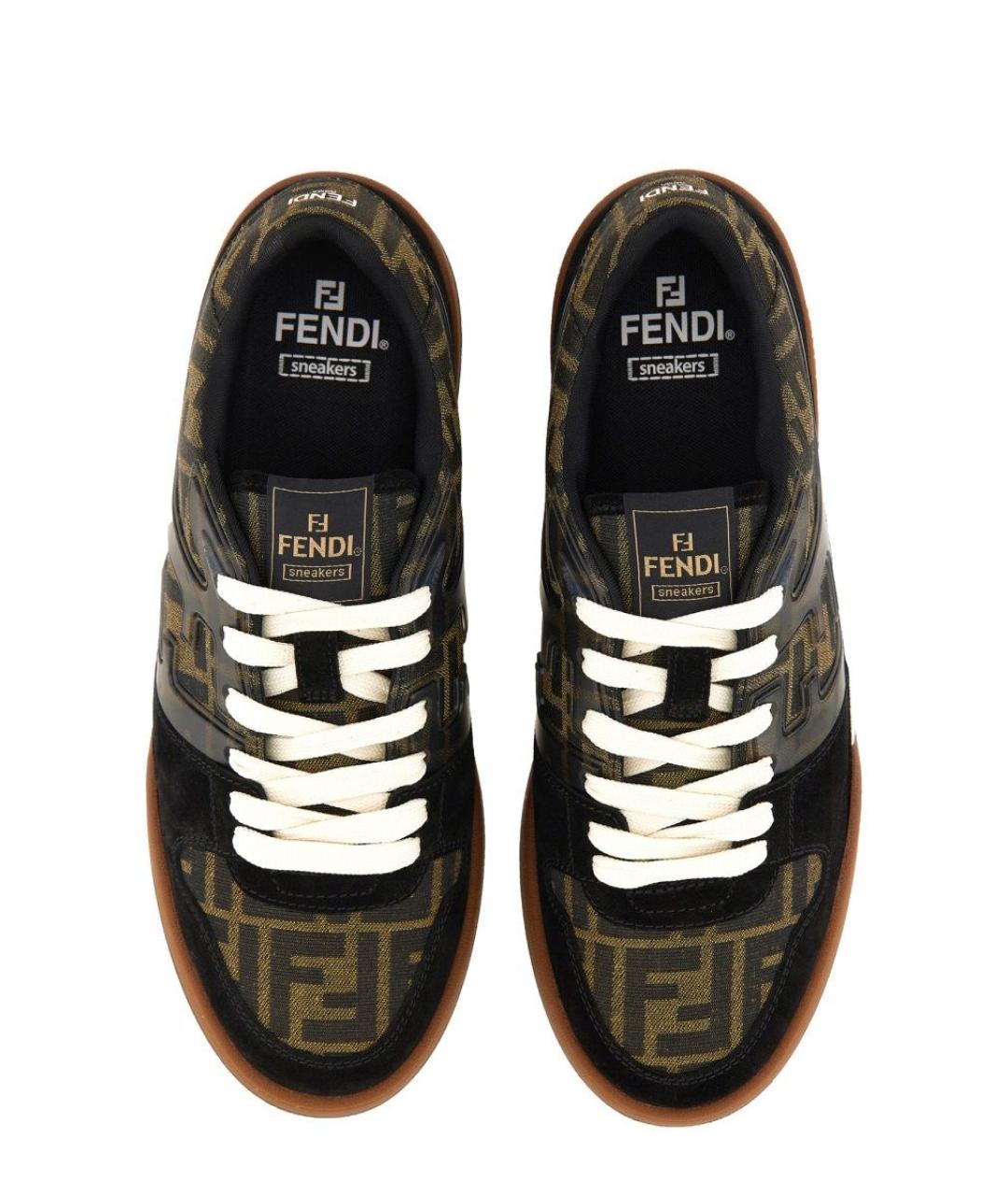 FENDI Черные кожаные низкие кроссовки / кеды, фото 3