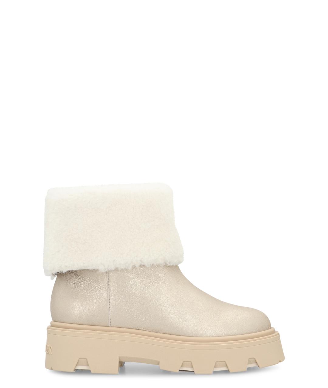 MONCLER Серебряные кожаные ботинки, фото 1