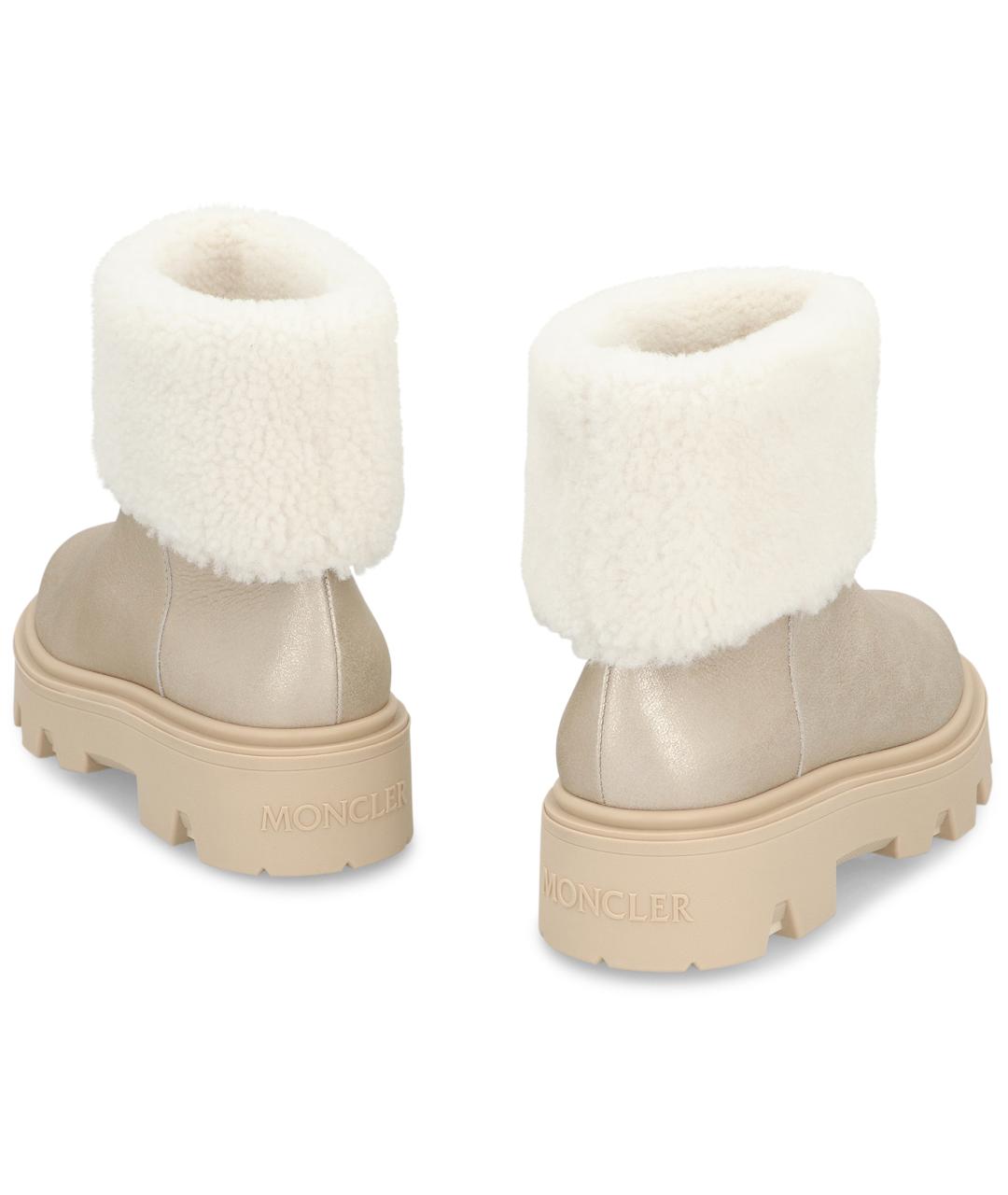 MONCLER Серебряные кожаные ботинки, фото 4