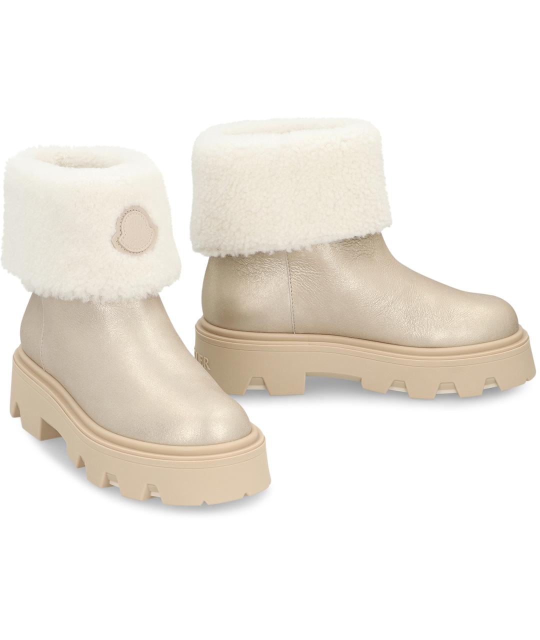 MONCLER Серебряные кожаные ботинки, фото 3