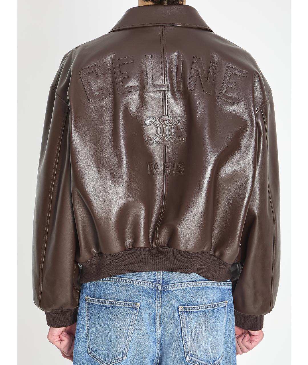 CELINE Коричневая кожаная куртка, фото 5