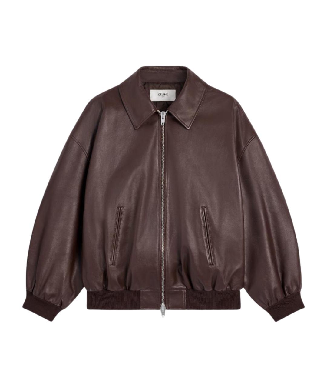 CELINE Коричневая кожаная куртка, фото 1