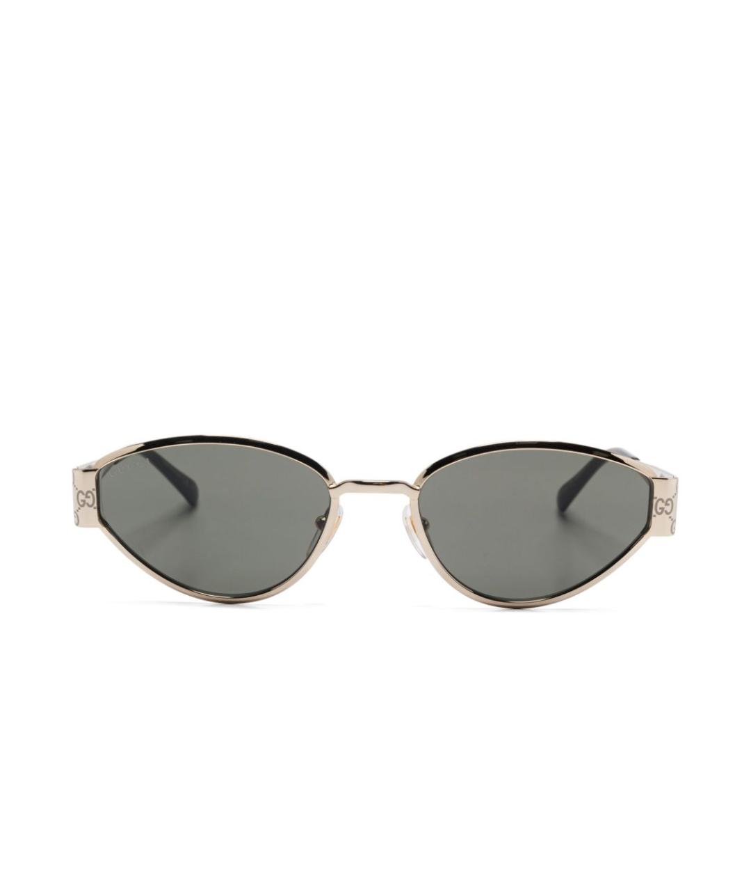 GUCCI Золотые металлические солнцезащитные очки, фото 1