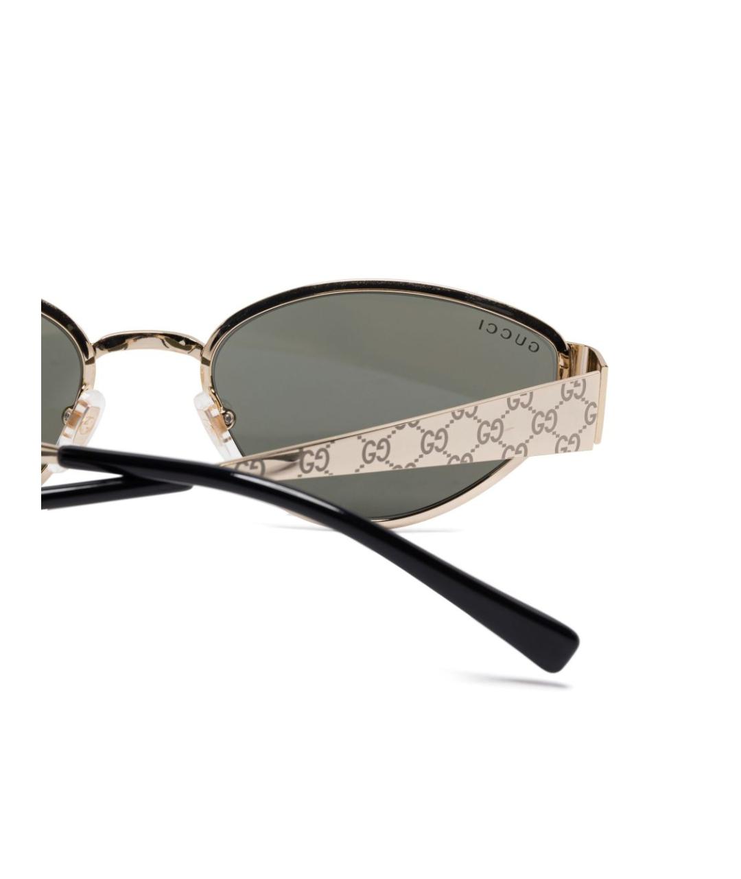 GUCCI Золотые металлические солнцезащитные очки, фото 2