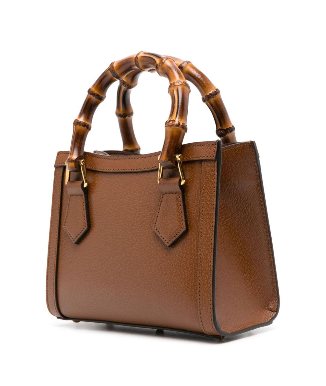 GUCCI Коричневая кожаная сумка тоут, фото 3