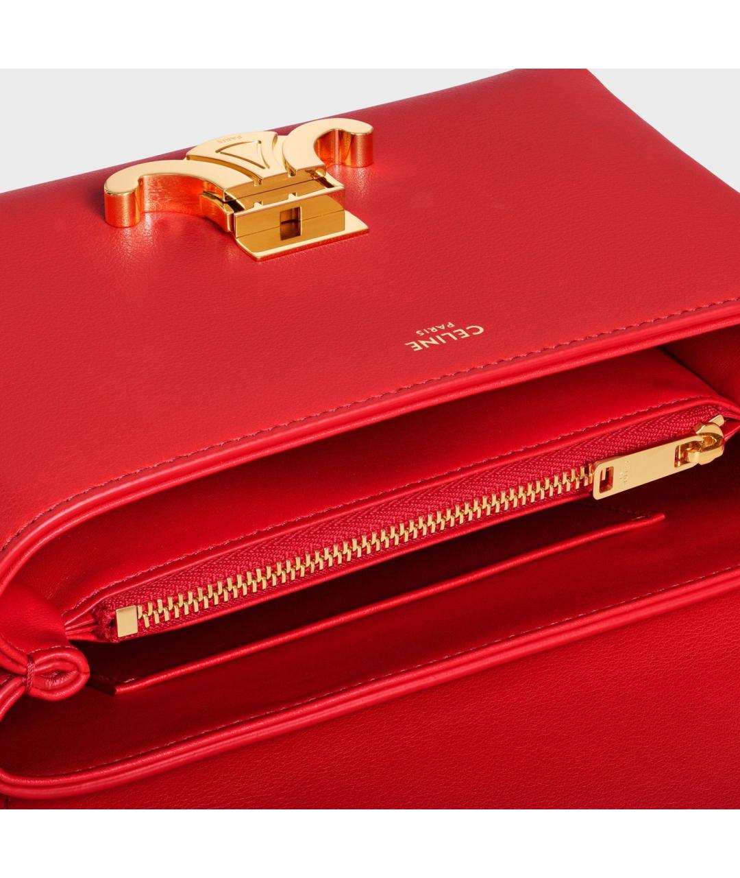 CELINE Красная кожаная сумка через плечо, фото 4