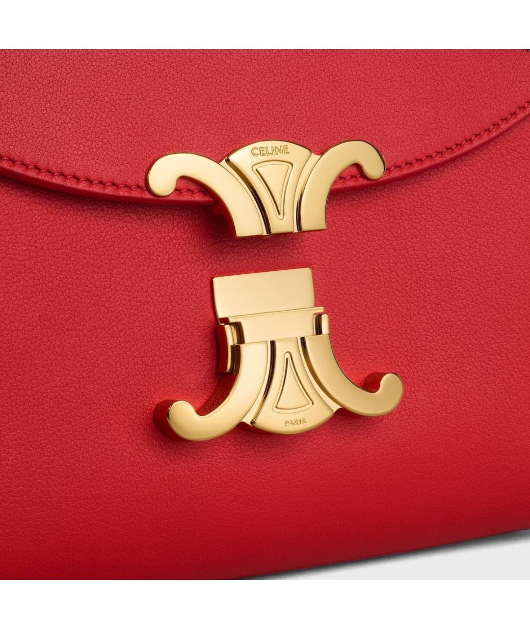 CELINE Красная кожаная сумка через плечо, фото 5