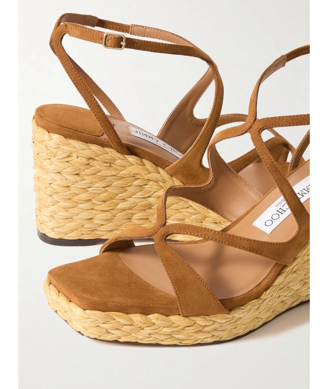 JIMMY CHOO Коричневые замшевые сандалии, фото 3