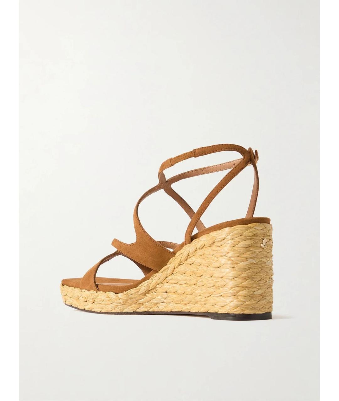 JIMMY CHOO Коричневые замшевые сандалии, фото 2