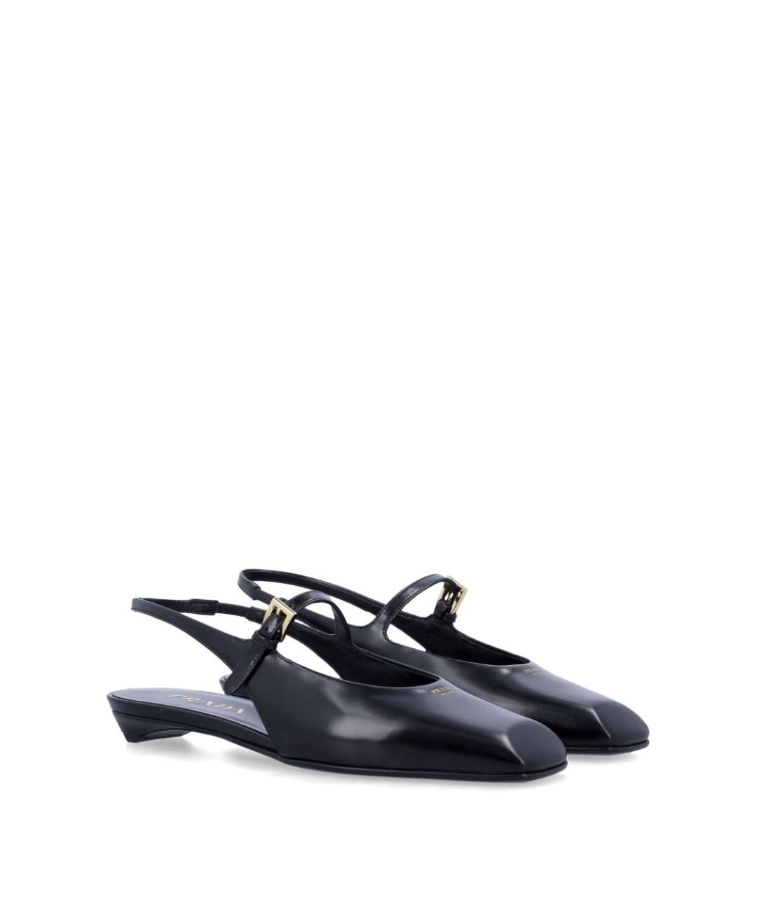 PRADA Черные кожаные балетки, фото 2