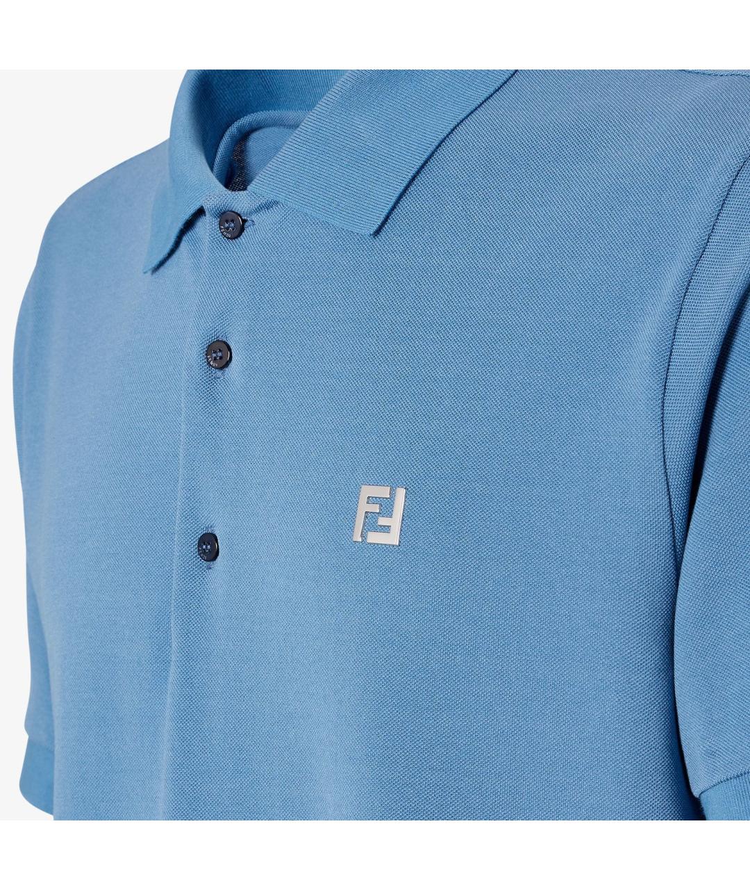 FENDI Синее поло с коротким рукавом, фото 3