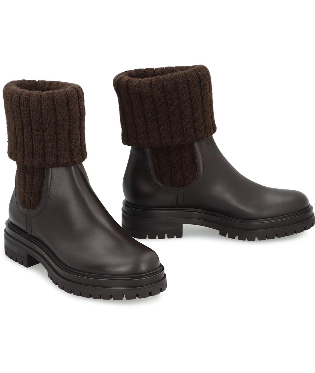 GIANVITO ROSSI Коричневые кожаные ботинки, фото 3