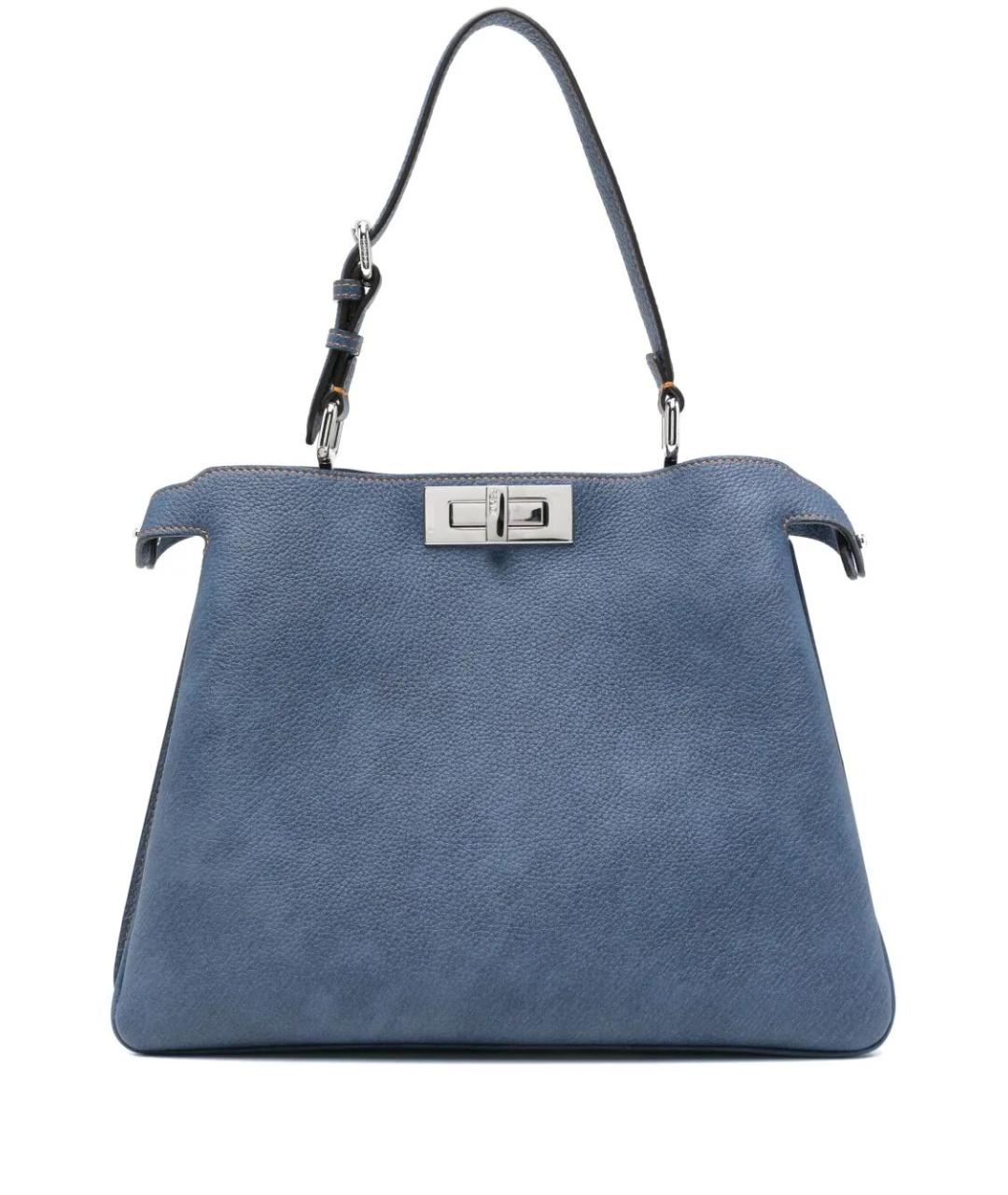 FENDI Синяя кожаная сумка с короткими ручками, фото 1