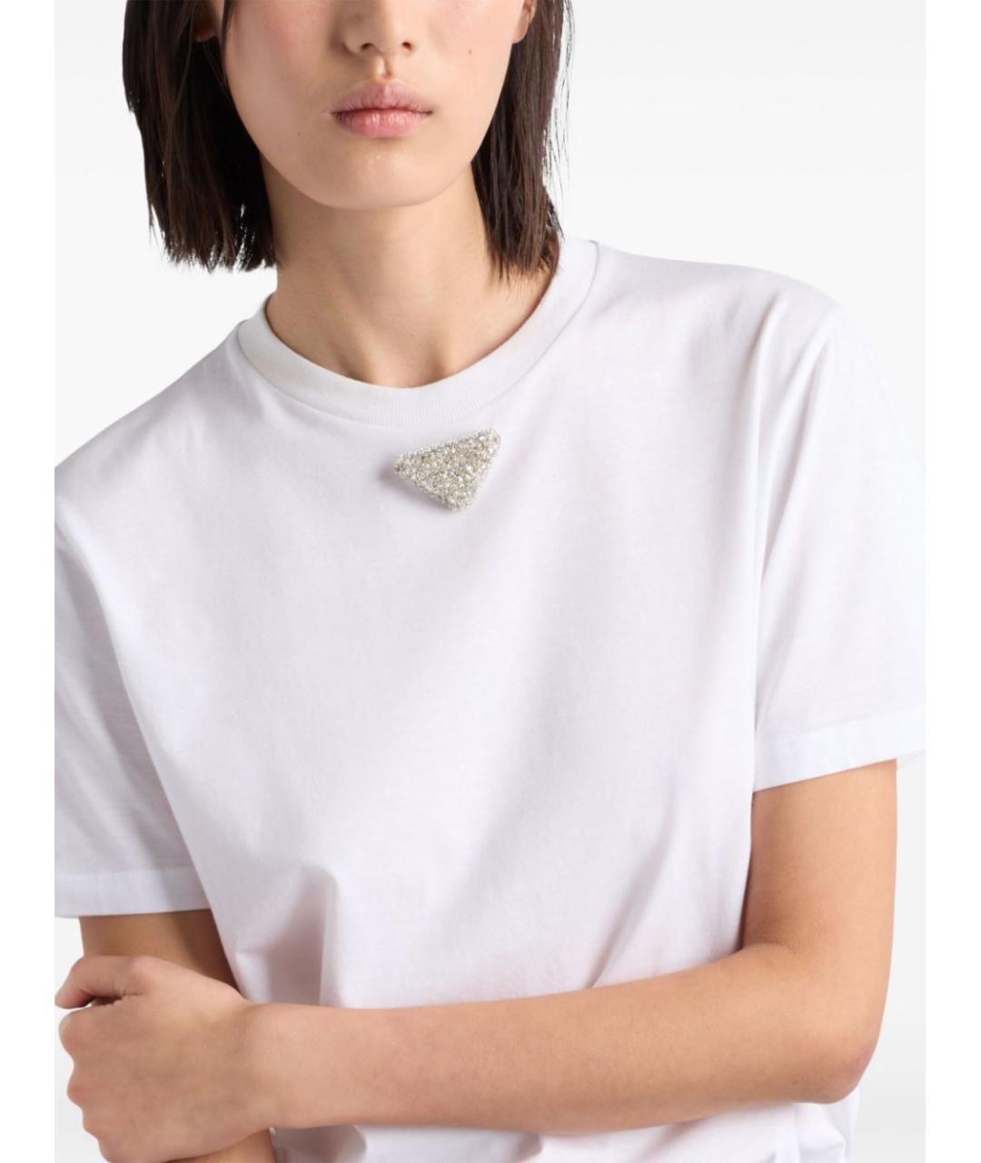 PRADA Белая хлопковая футболка, фото 4