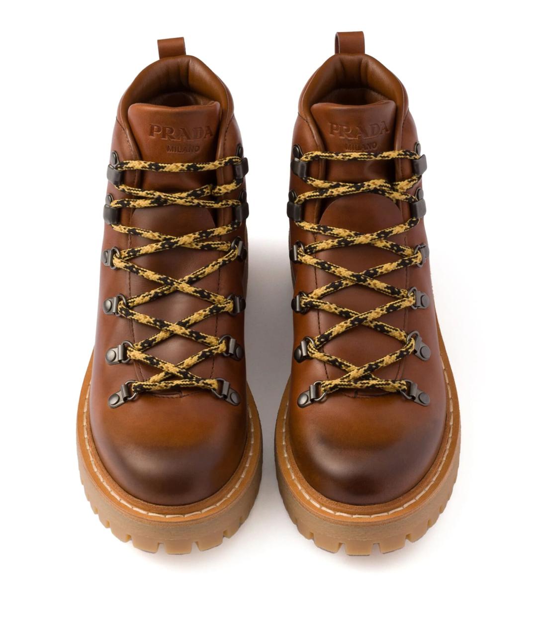 PRADA Коричневые кожаные ботинки, фото 5
