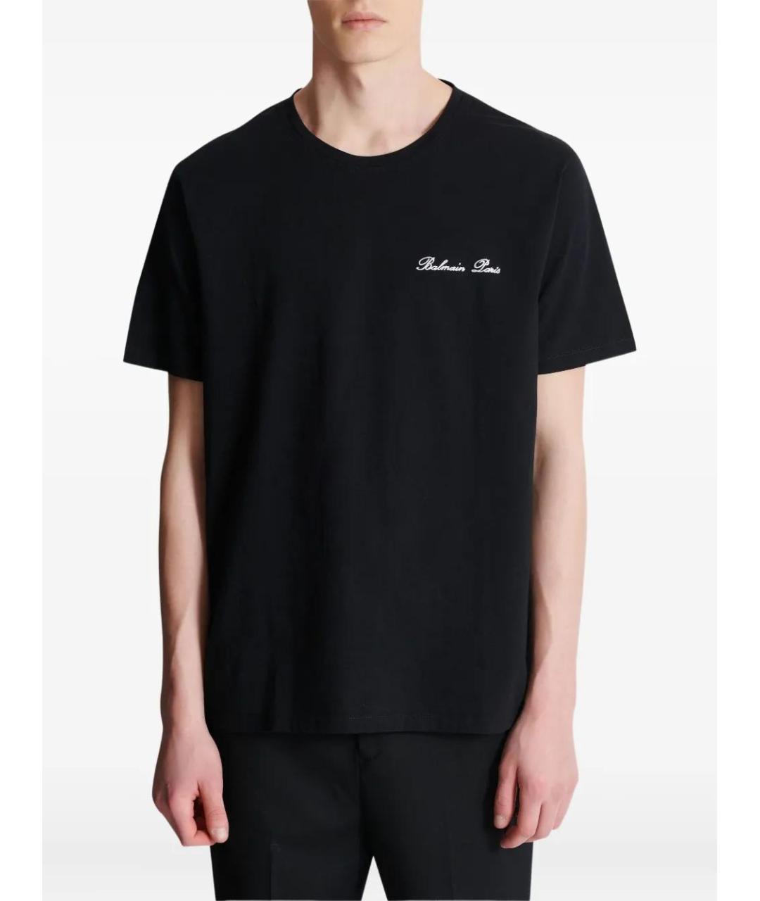 BALMAIN Черная хлопковая футболка, фото 5