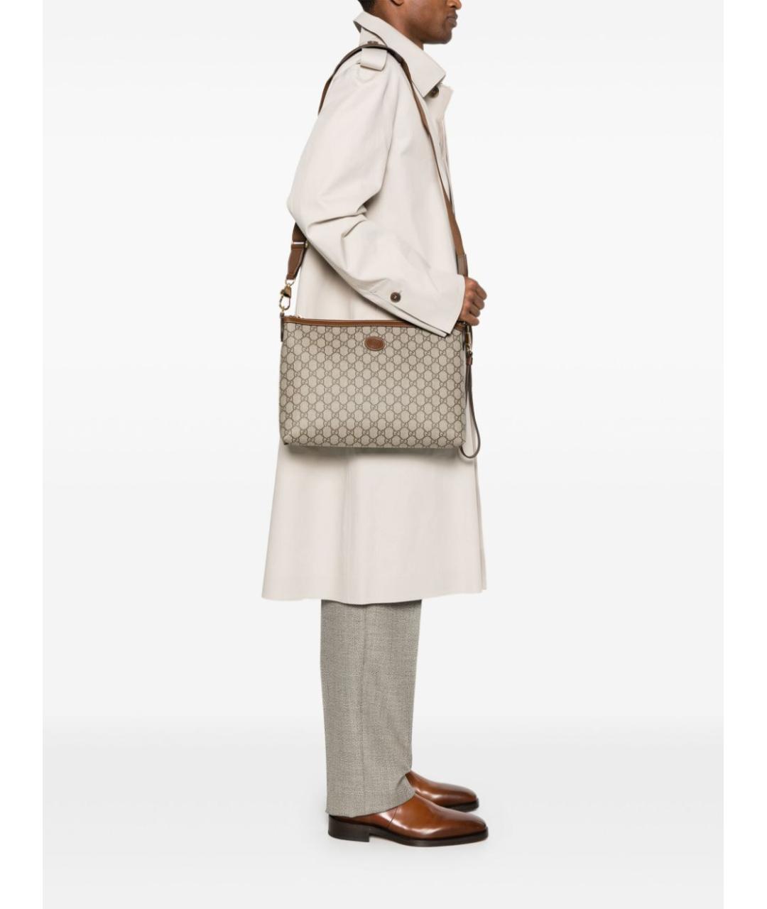 GUCCI Бежевая тканевая сумка на плечо, фото 3