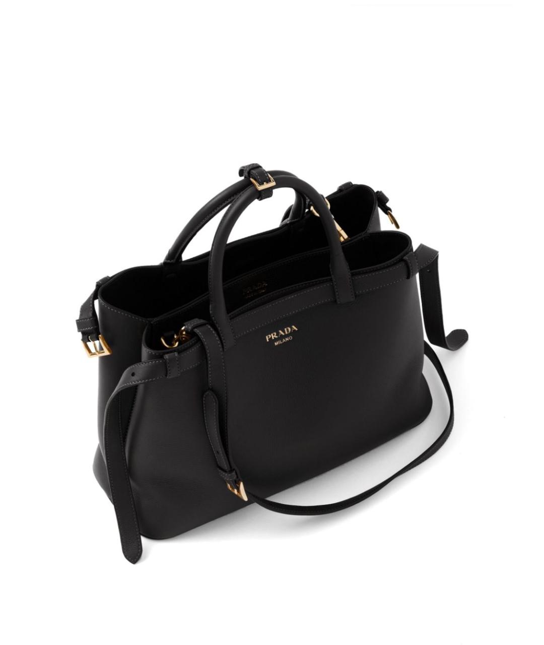 PRADA Черная кожаная сумка с короткими ручками, фото 4