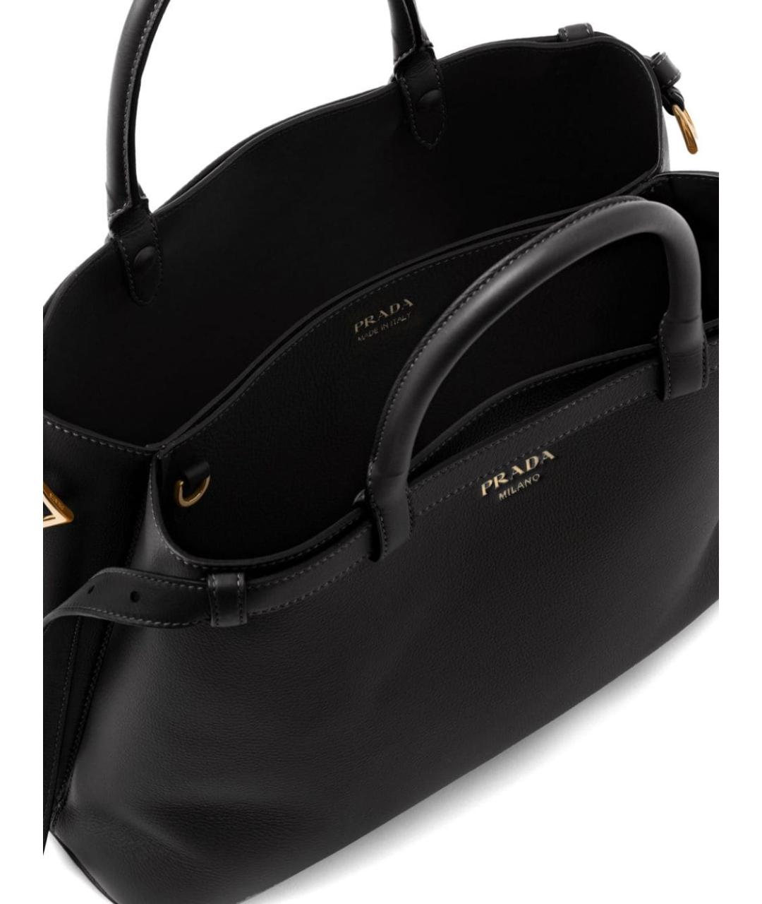 PRADA Черная кожаная сумка с короткими ручками, фото 5