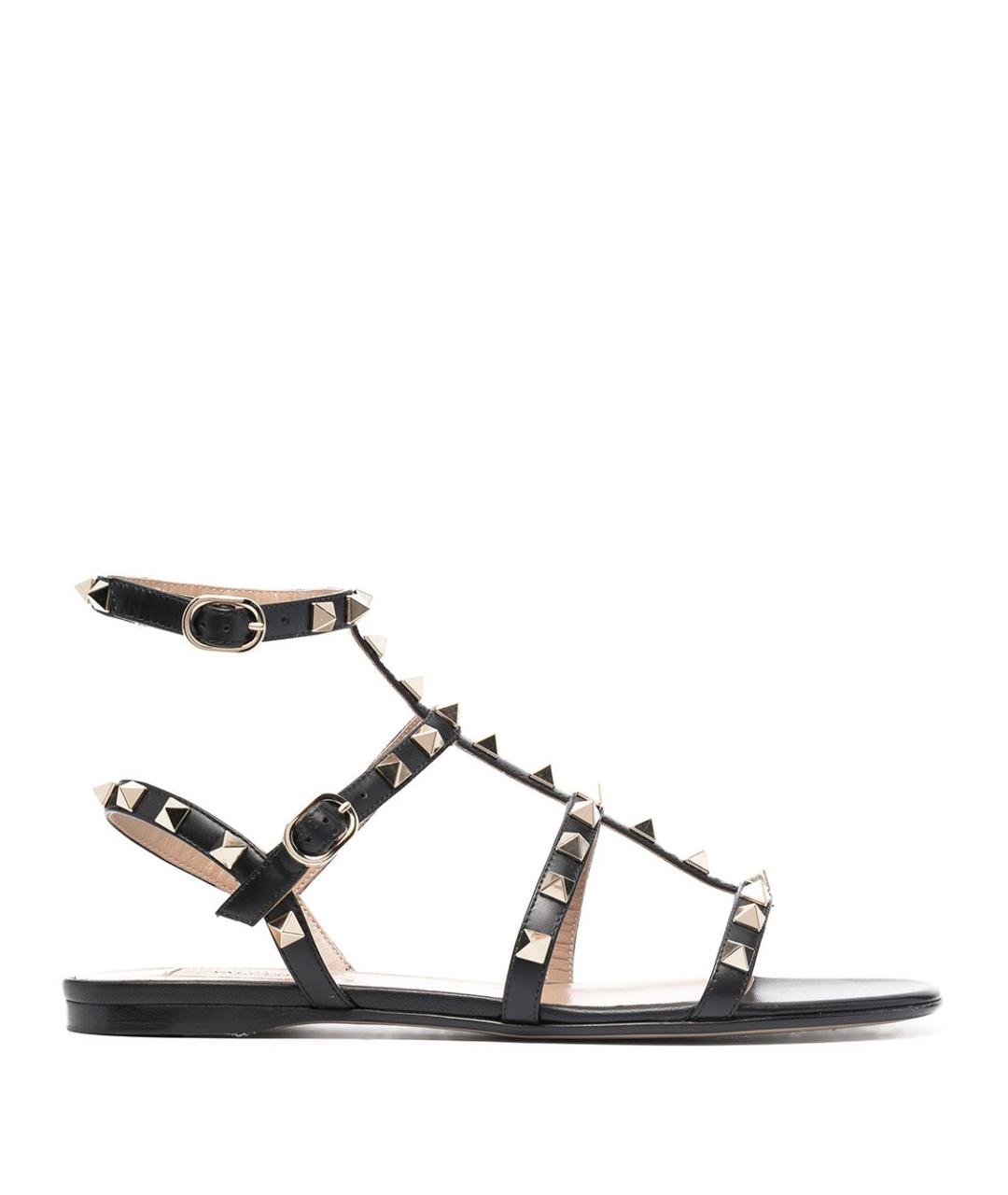 VALENTINO Черные кожаные сандалии, фото 1