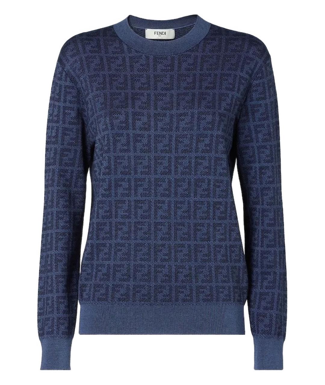 FENDI Синий шерстяной джемпер / свитер, фото 1