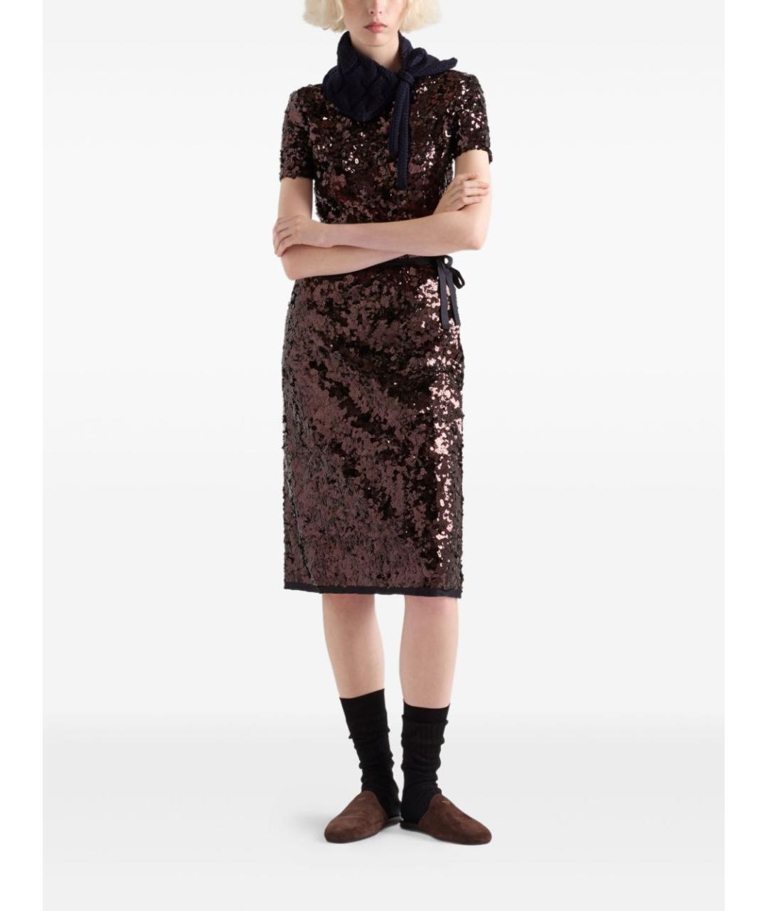 PRADA Фиолетовая полиамидовая юбка миди, фото 5