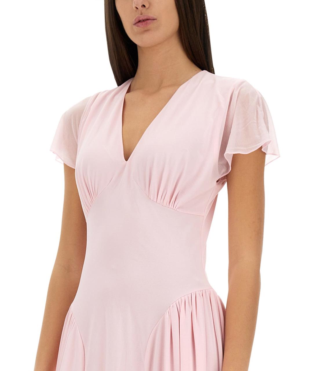 ROTATE Розовое полиэстеровое повседневное платье, фото 5