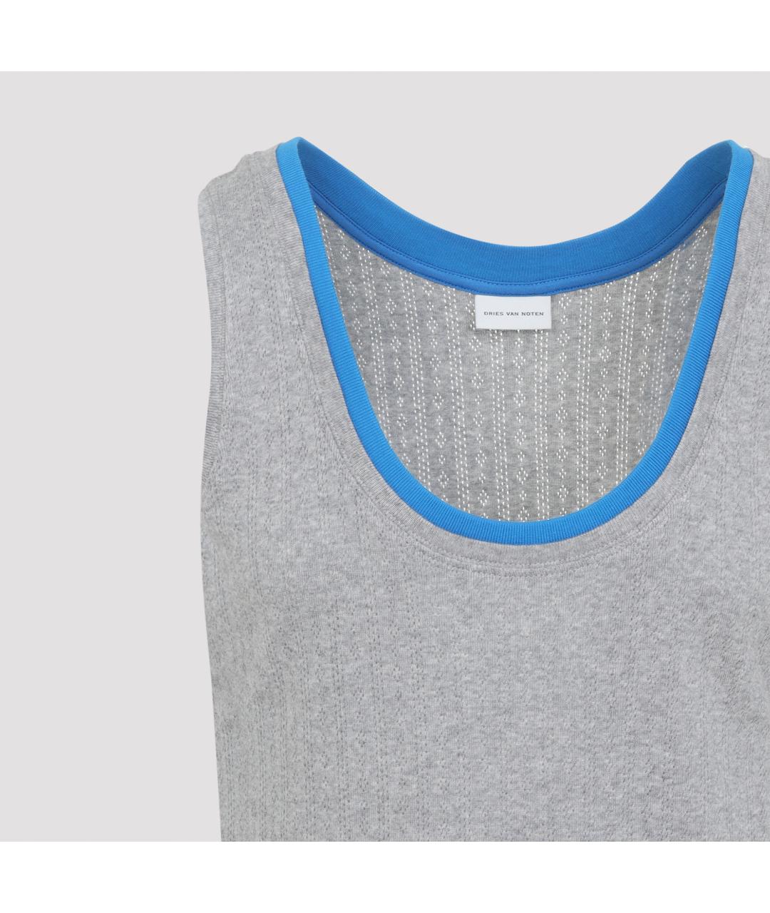 DRIES VAN NOTEN Серая хлопковая майка, фото 3
