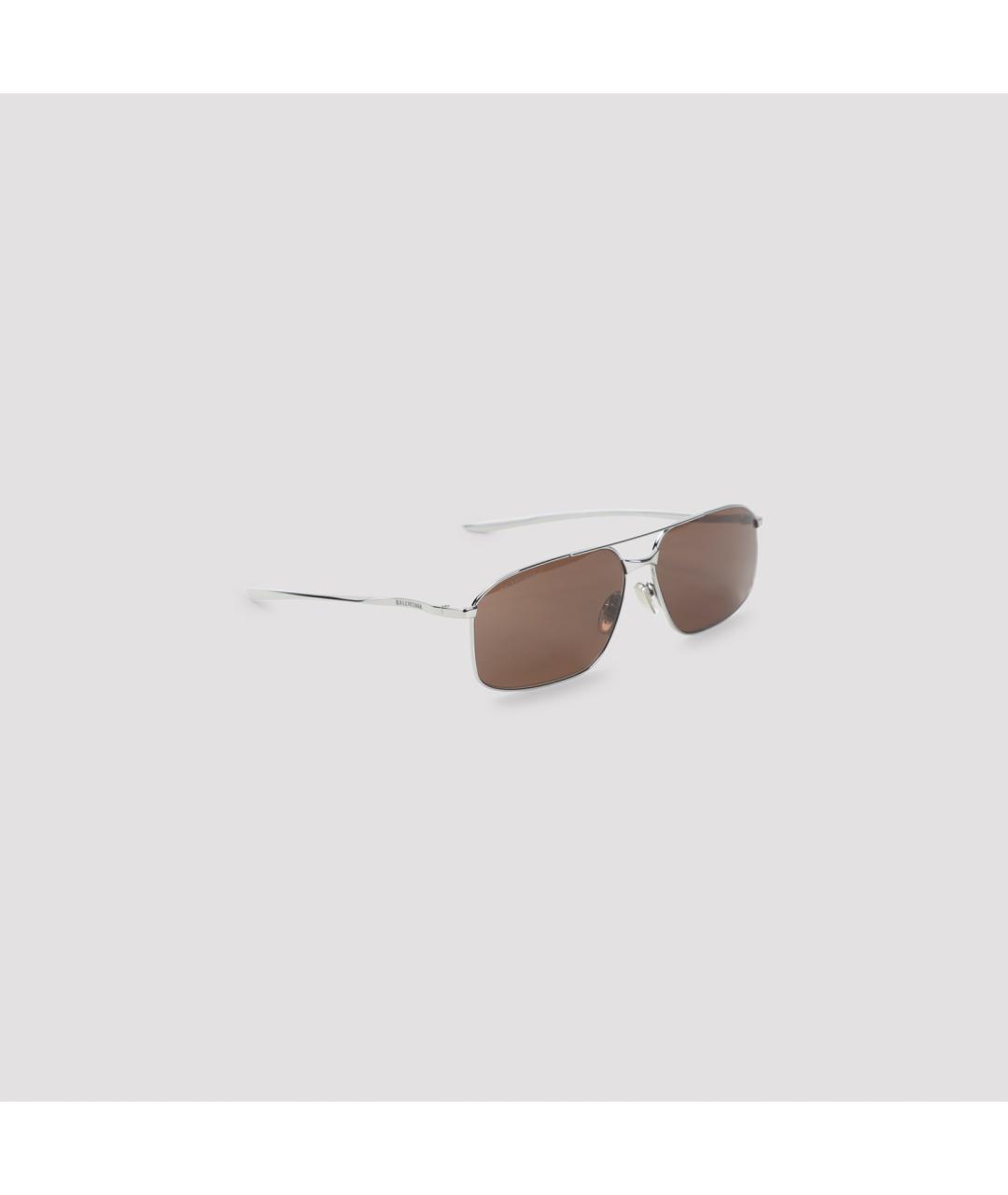 BALENCIAGA Коричневые металлические солнцезащитные очки, фото 2