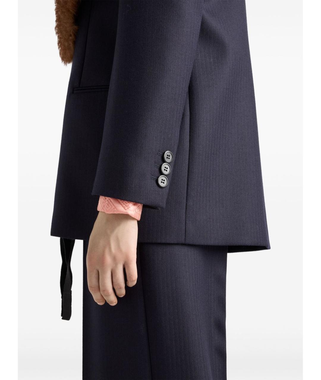 PRADA Темно-синий шерстяной жакет/пиджак, фото 5