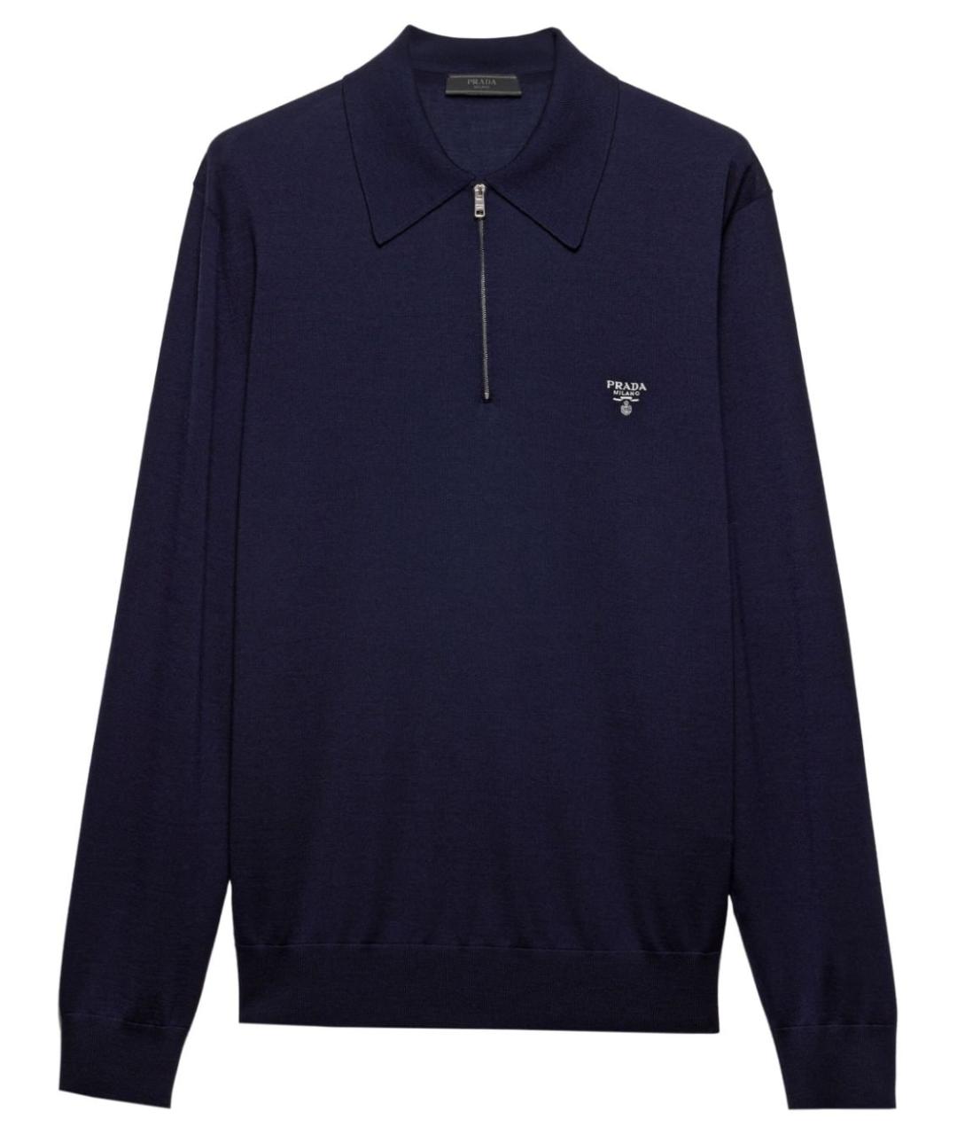 PRADA Синее поло с длинным рукавом, фото 1